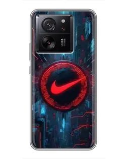 Чехол для Motorola Moto G67 с картинкой «Техногенный стиль Nike»