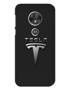 Чехол для Motorola MOTO G7 Play с картинкой «Стальной логотип Tesla»