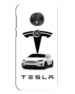 Чехол для Motorola MOTO G7 Play с картинкой «Tesla White Style»