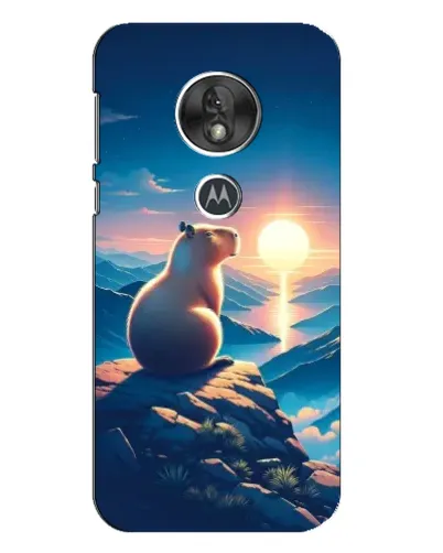 Чехол для Motorola MOTO G7 Play с картинкой «Закат солнца с капибарой»