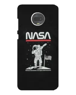 Чехол для Motorola MOTO G7 Plus с картинкой «NASA — шагаем по Луне»