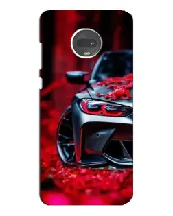 Чехол для Motorola MOTO G7 Plus с картинкой «Спортивная BMW и цветы»
