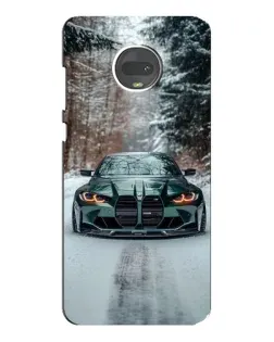 Чехол для Motorola MOTO G7 Plus с картинкой «BMW в зимнем лесу»