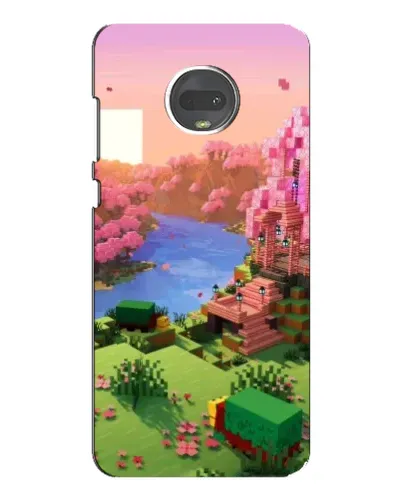 Чехол для Motorola MOTO G7 Plus с картинкой «Розовое дерево Minecraft»