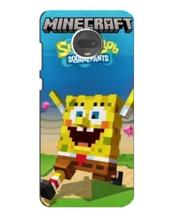 Чехол для Motorola MOTO G7 Plus с картинкой «Губка Боб Minecraft»