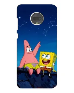 Чехол для Motorola MOTO G7 Plus с картинкой «Губка Боб и Патрик ночью»
