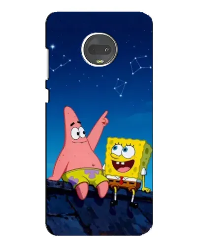 Чехол для Motorola MOTO G7 Plus с картинкой «Губка Боб и Патрик ночью»