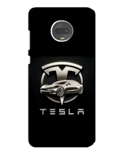 Чехол для Motorola MOTO G7 Plus с картинкой «Tesla — серебристое авто»