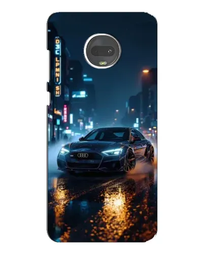 Чехол для Motorola MOTO G7 Plus с картинкой «Ночной город и Audi»