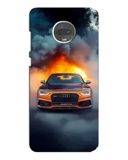 Чехол для Motorola MOTO G7 Plus с картинкой «Audi в огненном дыму»