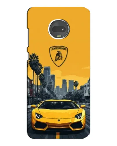 Чехол для Motorola MOTO G7 Plus с картинкой «Желтый Lamborghini город»