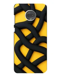 Чехол для Motorola MOTO G7 Plus с картинкой «Черное желтое переплетение»