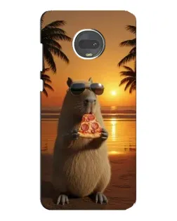 Чехол для Motorola MOTO G7 Plus с картинкой «Капибара с пиццей»