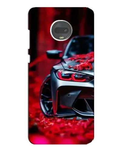 Чехол для Motorola MOTO G7 с картинкой «Спортивная BMW и цветы»