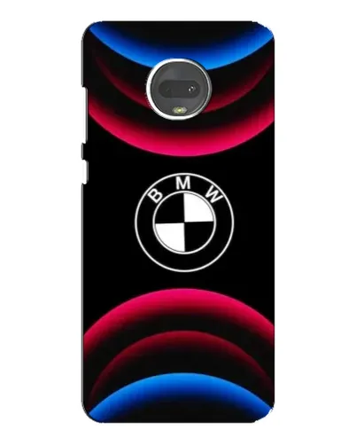 Чехол для Motorola MOTO G7 с картинкой «Логотип BMW и неоновые дуги»