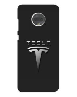 Чехол для Motorola MOTO G7 с картинкой «Стальной логотип Tesla»