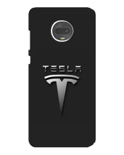 Чехол для Motorola MOTO G7 с картинкой «Стальной логотип Tesla»