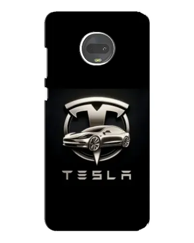 Чехол для Motorola MOTO G7 с картинкой «Tesla — серебристое авто»