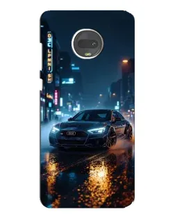 Чехол для Motorola MOTO G7 с картинкой «Ночной город и Audi»