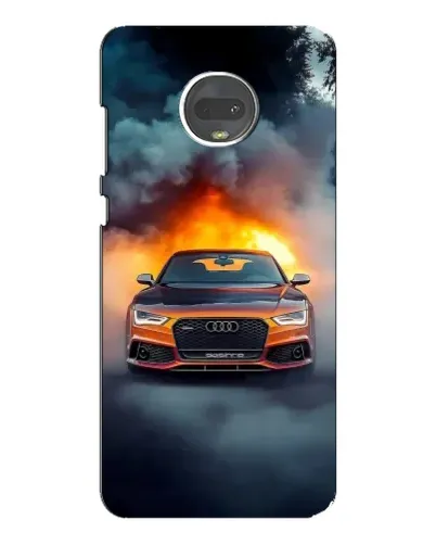 Чехол для Motorola MOTO G7 с картинкой «Audi в огненном дыму»