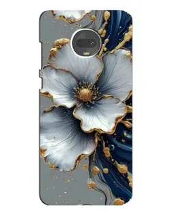 Чехол для Motorola MOTO G7 с картинкой «Белый цветок и золотой флюид»