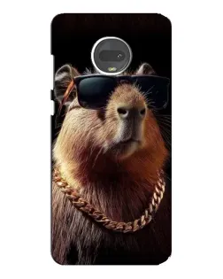 Чехол для Motorola MOTO G7 с картинкой «Капибара золотая цепь»