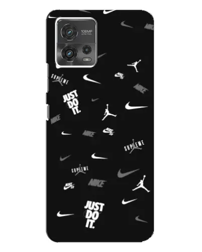 Чехол для Motorola MOTO G72 с картинкой «Nike Black Pattern» Чехол для Motorola MOTO G72 с картинкой «Nike Black Pattern»