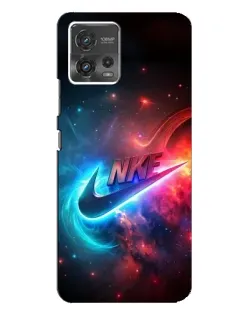 Чехол для Motorola MOTO G72 с картинкой «Огненный логотип Nike»
