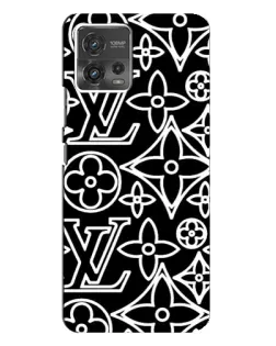 Чехол для Motorola MOTO G72 с картинкой «Черно-белый узор LV»