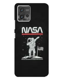 Чехол для Motorola MOTO G72 с картинкой «NASA — шагаем по Луне»