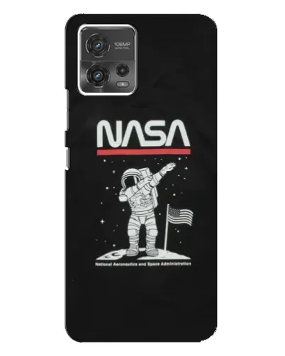 Чехол для Motorola MOTO G72 с картинкой «NASA — шагаем по Луне»