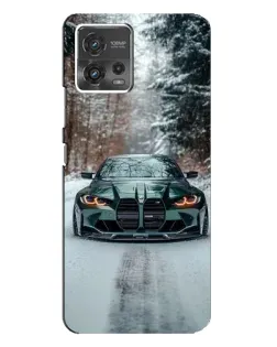 Чохол для Motorola MOTO G72 з картинкою «BMW у зимовому лісі»