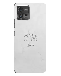 Чехол для Motorola MOTO G72 с картинкой «Иоанна 3:16 Крест»