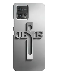 Чехол для Motorola MOTO G72 с картинкой «Металлический крест Jesus»
