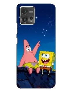 Чехол для Motorola MOTO G72 с картинкой «Губка Боб и Патрик ночью»