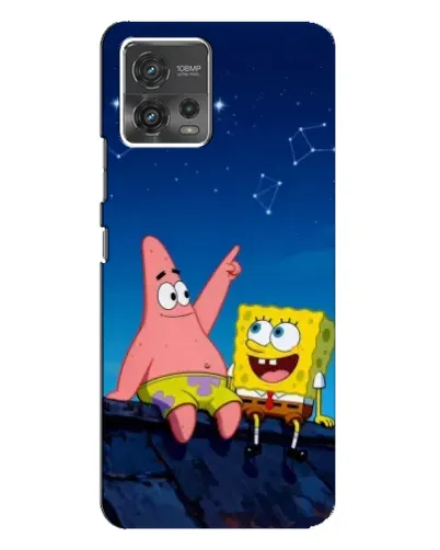 Чехол для Motorola MOTO G72 с картинкой «Губка Боб и Патрик ночью»