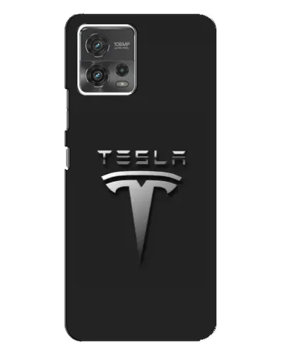Чохол для Motorola MOTO G72 з картинкою «Сталевий логотип Tesla»