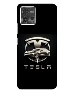 Чохол для Motorola MOTO G72 з картинкою «Tesla — срібне авто»