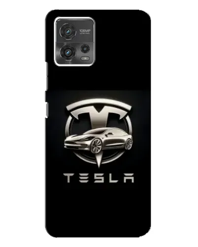 Чохол для Motorola MOTO G72 з картинкою «Tesla — срібне авто»