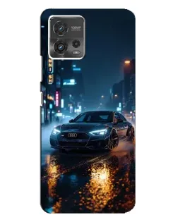 Чехол для Motorola MOTO G72 с картинкой «Ночной город и Audi»