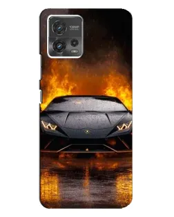 Чехол для Motorola MOTO G72 с картинкой «Lamborghini в огне»