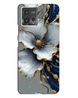 Чохол для Motorola MOTO G72 з картинкою «Біла квітка та золотий флюїд»