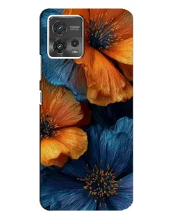 Чохол для Motorola MOTO G72 з картинкою «Яскрава синьо-помаранчева флора»