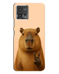 Чехол для Motorola MOTO G72 с картинкой «Капибара виктория»