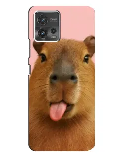 Чехол для Motorola MOTO G72 с картинкой «Капибара с языком»