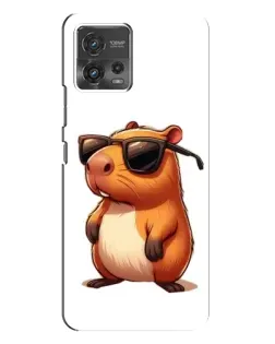 Чехол для Motorola MOTO G72 с картинкой «Капибара в очках»