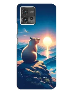 Чехол для Motorola MOTO G72 с картинкой «Закат солнца с капибарой»