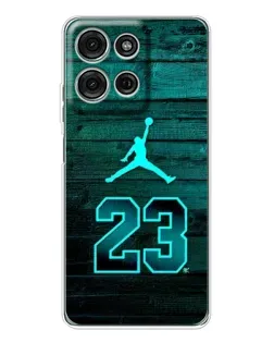 Чехол для Motorola Moto G75 с картинкой «Jordan Cyan 23»