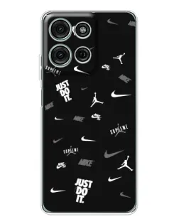 Чехол для Motorola Moto G75 с картинкой «Nike Black Pattern»