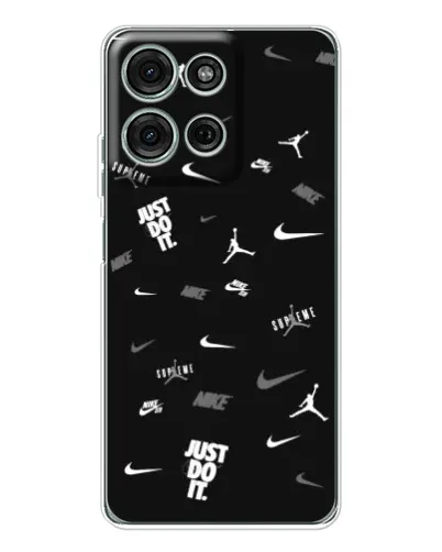 Чехол для Motorola Moto G75 с картинкой «Nike Black Pattern»